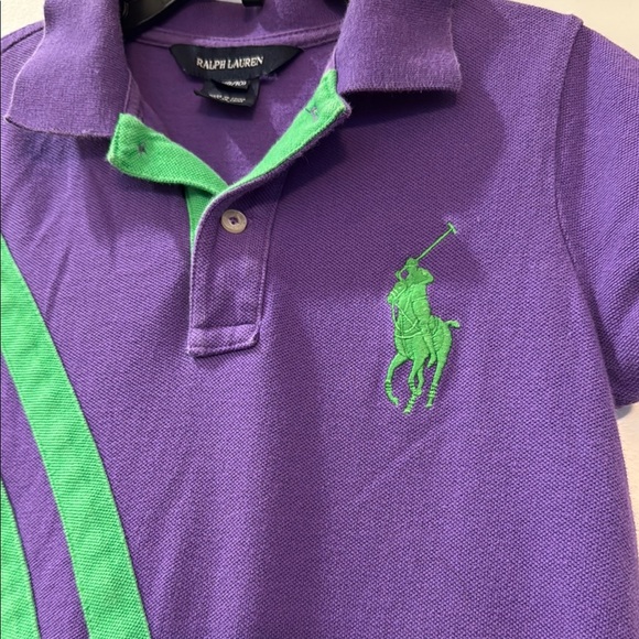 Ralph Lauren Purple Polo Dress with Green Accents, Girls M (8/10), EUC - Picture 2 of 5